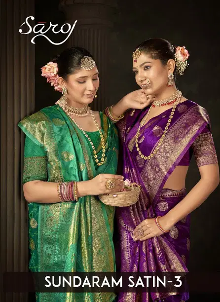 Sundaram Satin Vol 3 By Saroj Satin Silk Wholesale Occasion Wear Saree In India